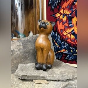 Handcrafted Large Solid 🪵 Wood 🐈 Cat 🐈‍⬛ Figurine